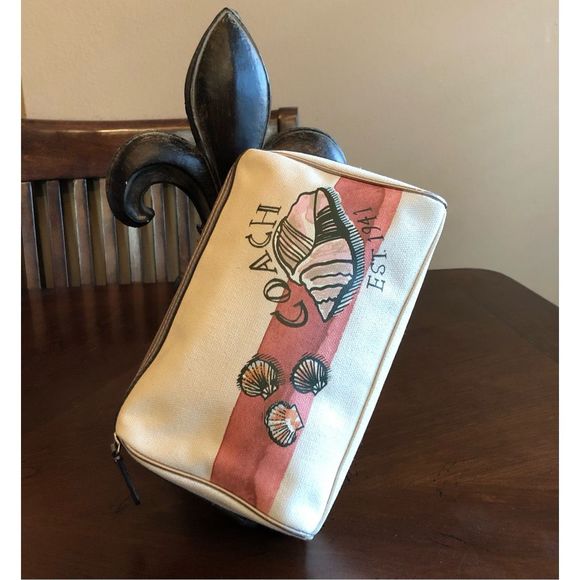 Coach Handbags - COACH - Resort Collection Canvas w/Leather Trim Seashells Cosmetic Bag. CLEAN!